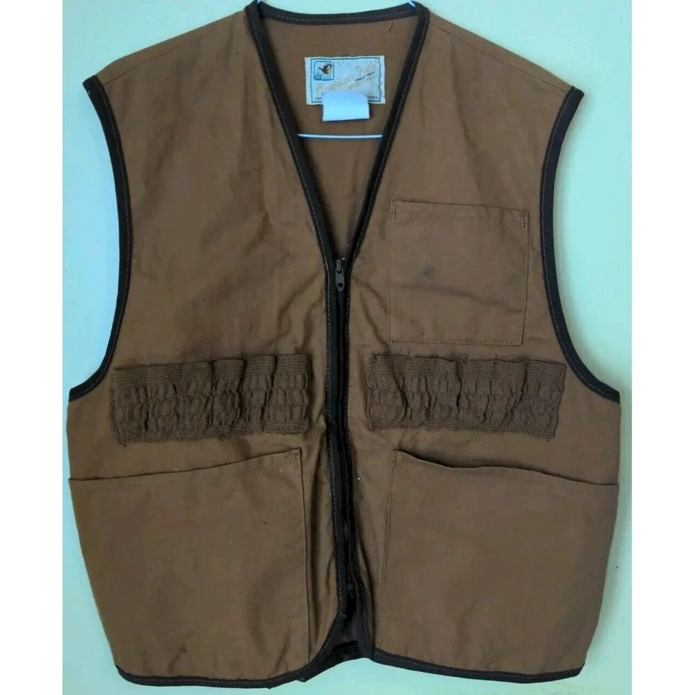 Vintage American Field Sportswear Tan Hunting Shooting Vest Trap Size Small USA